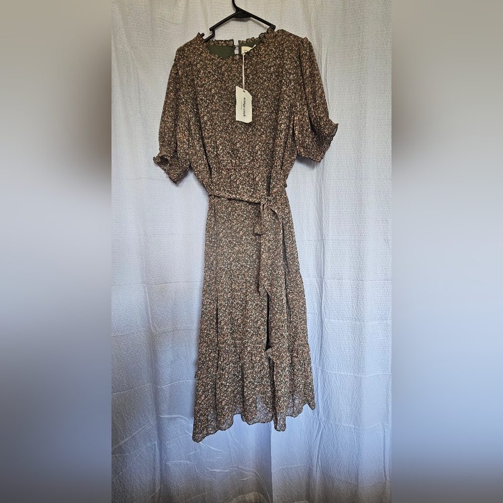 Orange Creek Tan Puff Sleeve Sundress